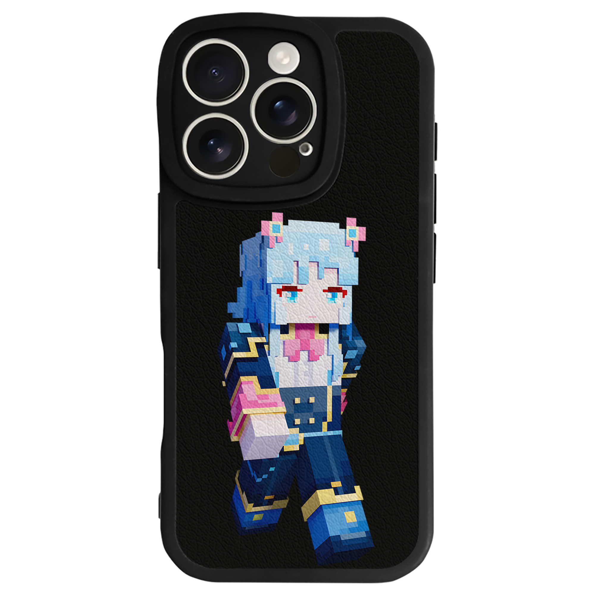 （画像用） マインクラフト ブロックの世界 Minecraft MC Block world 【iPhone 16シリーズ対応】シリコンスマホケース（レザー調） 材質：シリコン